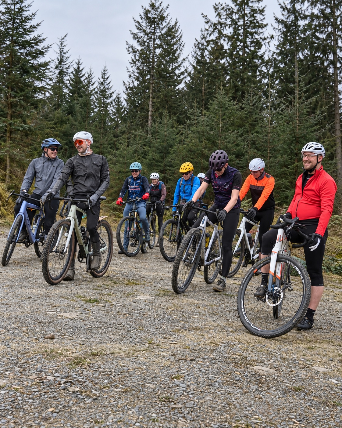 The Cycle Hub riders gathered during a group ride at Llyn Brenig